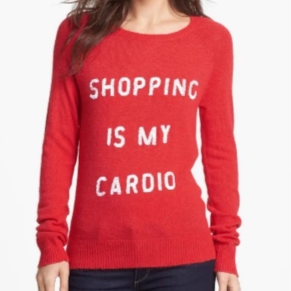 Wildfox White Label Shopping Is My Cardio Sequin Angora Blend Sweater‎ - Picture 1 of 11